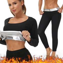 Sauna Suit for Women Sweat Set Workout Shapewear Long Sleeve Fat Burning Shirt Body Shaper Underwear Thermal Weight Loss Corset