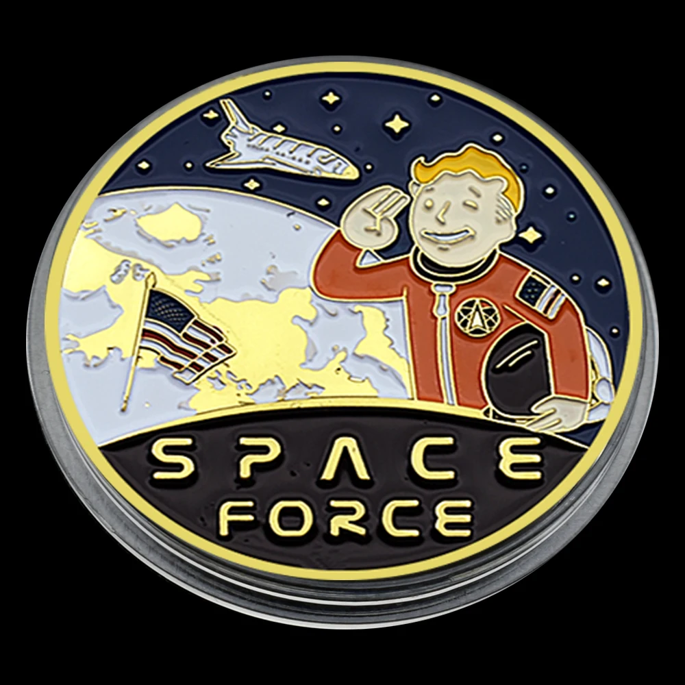 US Space Force Astronaut Challenge Coin 1 Oz Medal with Plastic Case - Gold-plated - RARE