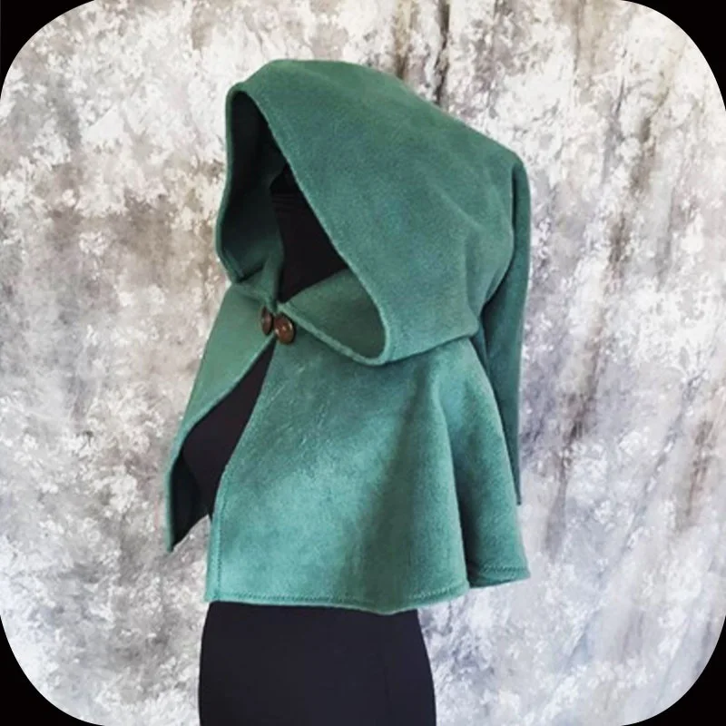 

Medieval loween Witch Hooded Cloak for Stage Performance And Film Polyester Blend Women's Faion Outerwear