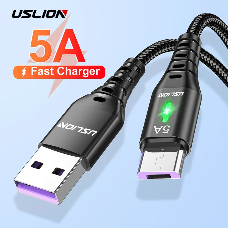 USLION 5A 마이크로 USB 케이블, 고속 충전 케이블, USB to 마이크로 USB 2.0, 안드로이드 충전 코드, 삼성에 적합한 갤럭시 S7 S6 노트 와이어