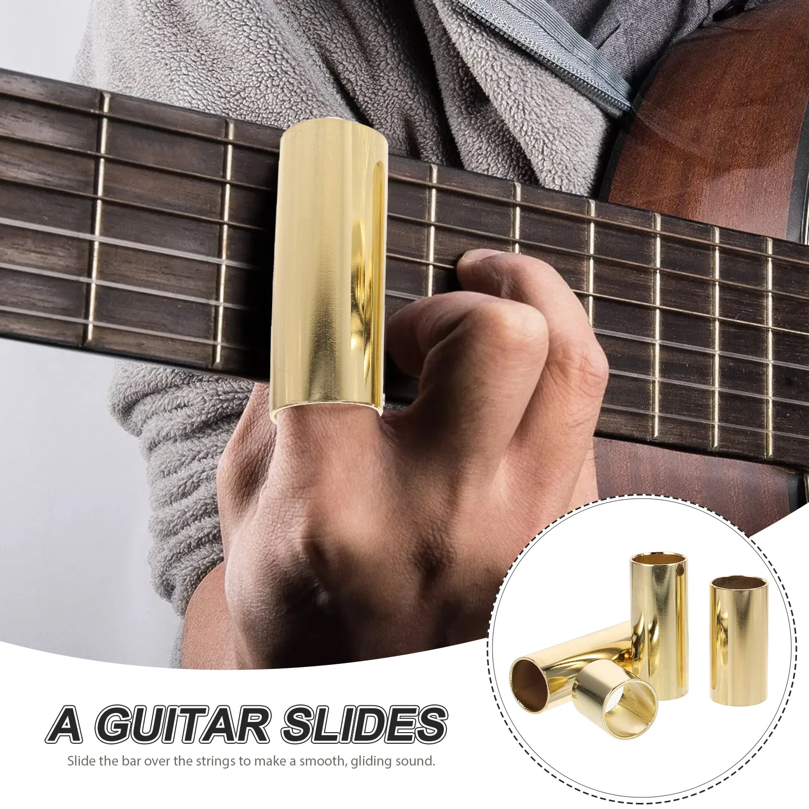 

4 Pcs Slide Rail Electric Guitar Slider Slides for and Acoustic Metal Sliders Finger
