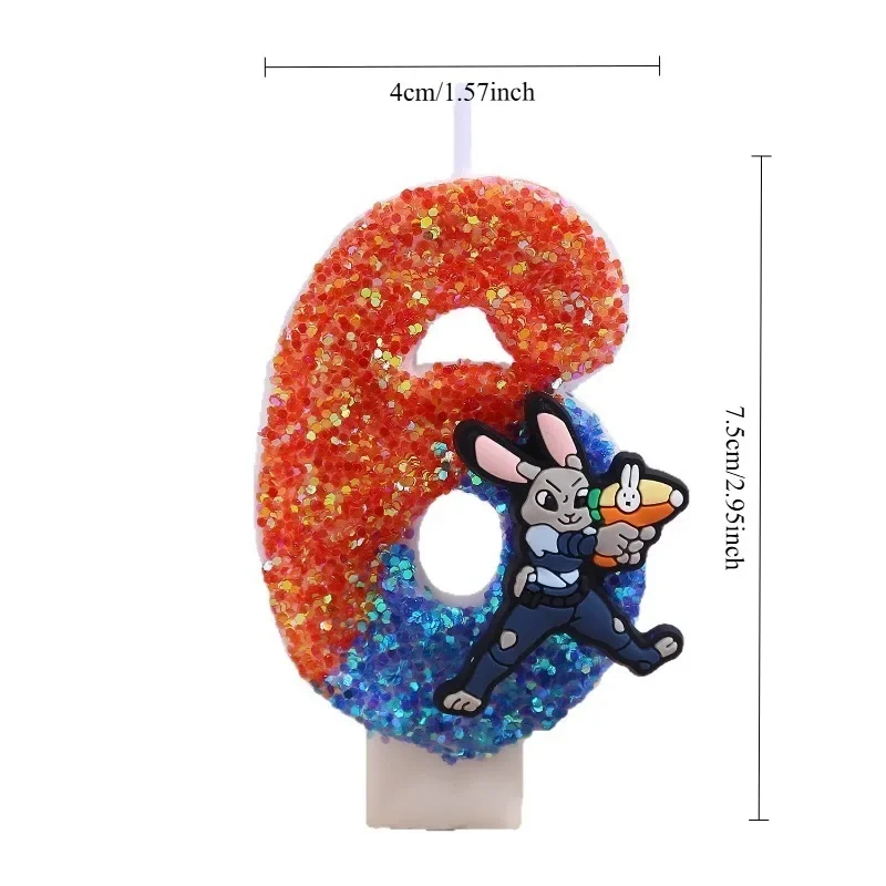 Dsn 0-9 Zahlen Zootopia Figur Thema 3D Geburtstagskerze Kuchenkerze Dekoration Kerzen für Mädchen Nick Judy Partyzubehör Spielzeug – Detail 1