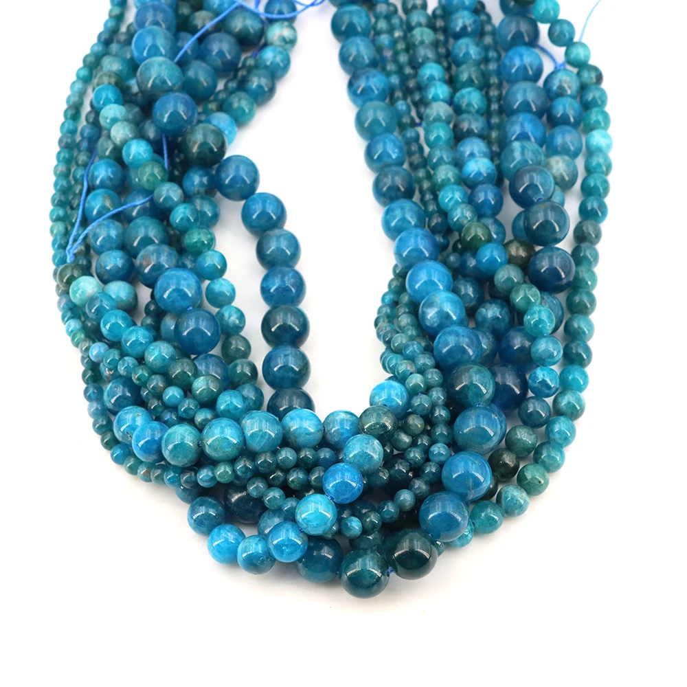 

4/6/8/10 мм натуральные синие апатитовые бусины, круглые свободные бусины-разделители для изготовления ювелирных изделий, DIY энергетические исцеляющие браслеты, ожерелье