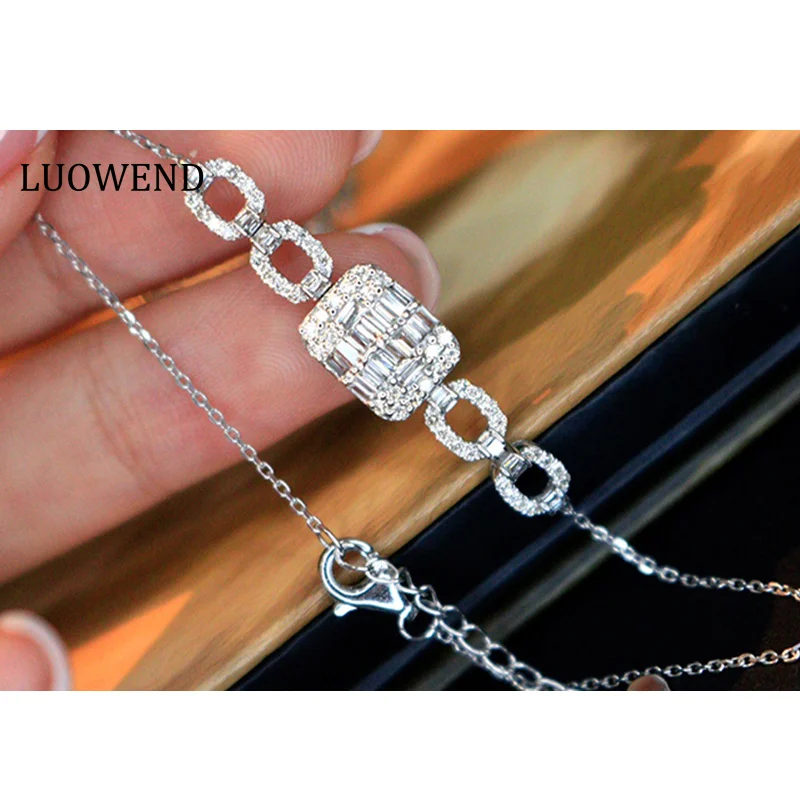 

LUOWEND 100% 18K White Gold Bracelet Fashion Design INS Style 0.55carat Real Natural Diamond Bracelet for Women Christmas Gift