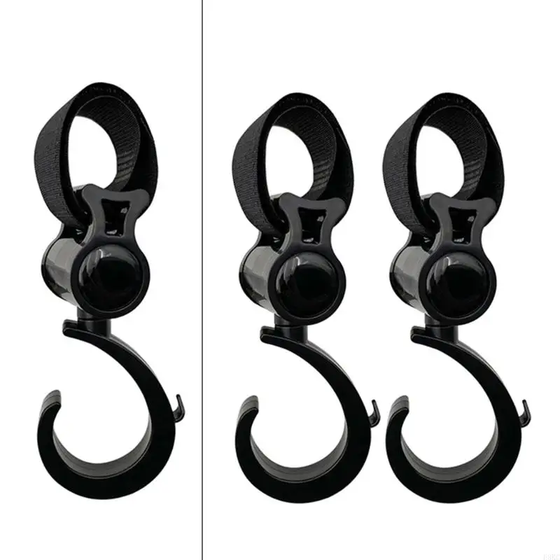 F3KC 1Pc/2Pcs 360 Degree Rotating Baby Strollers Hook Multifunctional Hanger Easy Use