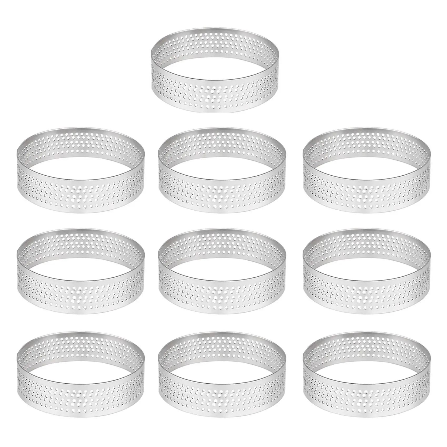 A98E-60Pcs 4.5Cm Round Stainless Perforated Seamless Tart Ring Quiche Ring Tart Pan Pie Tart Ring With Hole Tart Shell Ring