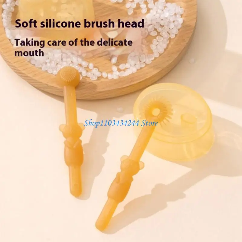 Baby Toothbrush Set for Training and Teething Infants Silicone Tongue Cleaner Toddler First Tooth Brush Shower Gift