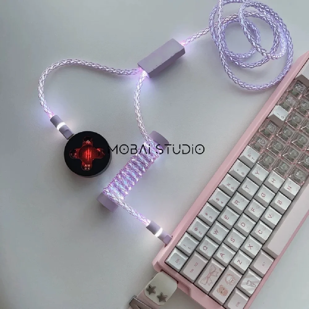 Real 8k Rgb Magnetic Axis Mechanical Keyboard Cable 1.5m 2-in-1 Purple Aviator Cable High-end Custom Diy Name Plate/length/color
