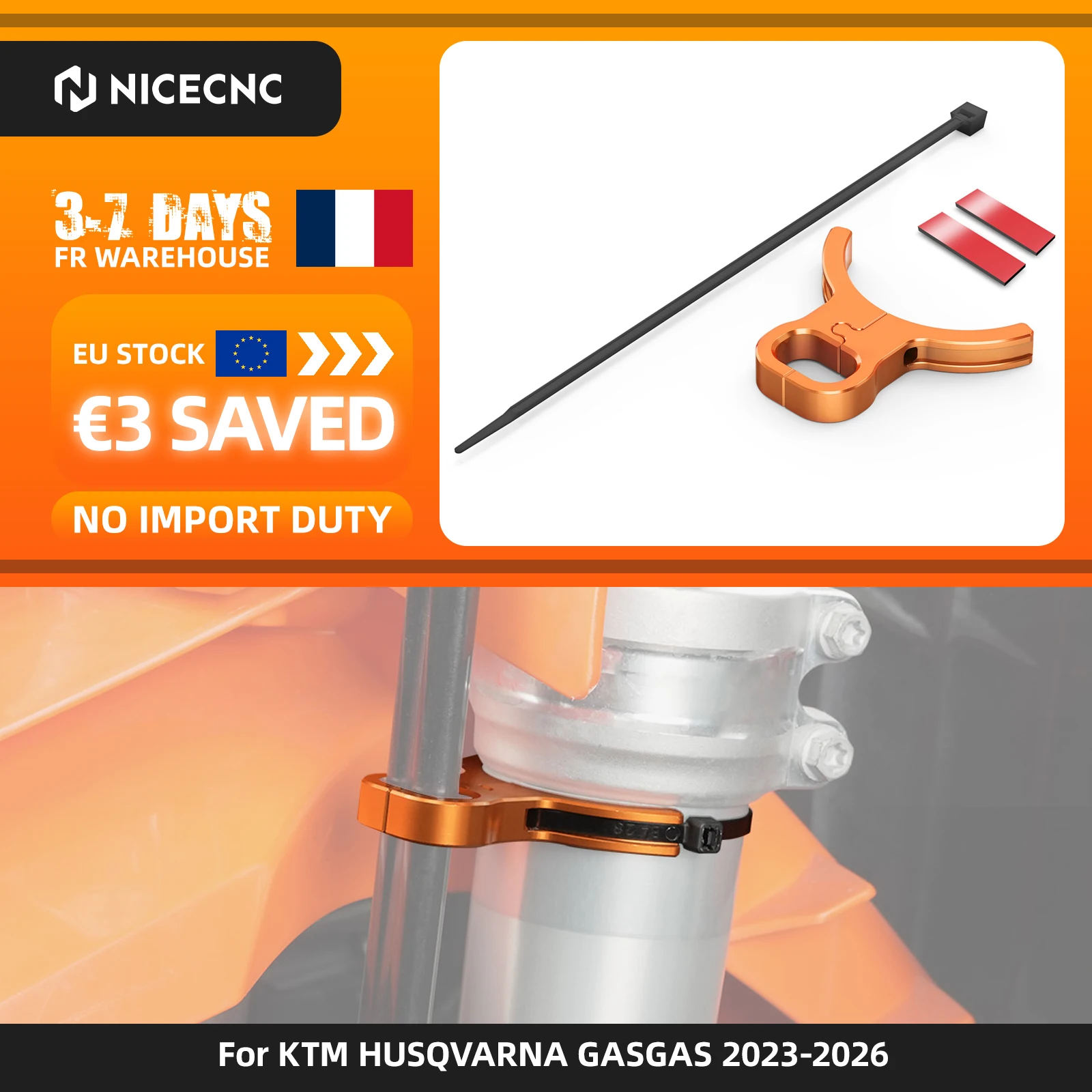 Image of (EU-Lager) Für KTM EXC 300 2004-2026 Vordere Bremsleitungsführung Klemmhalterung Für KTM EXC-F 350 SXF 450 Husqvarna TE 300 GasGas EC300