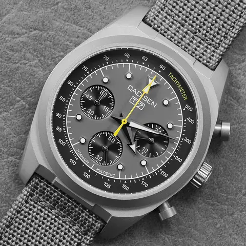 CADISEN Titanium TI-7 MULTISYNC New Moon Mens Watches Canvas Chronograph VK63 Men Gift AR Sapphire Luxury Quartz Watch For Man