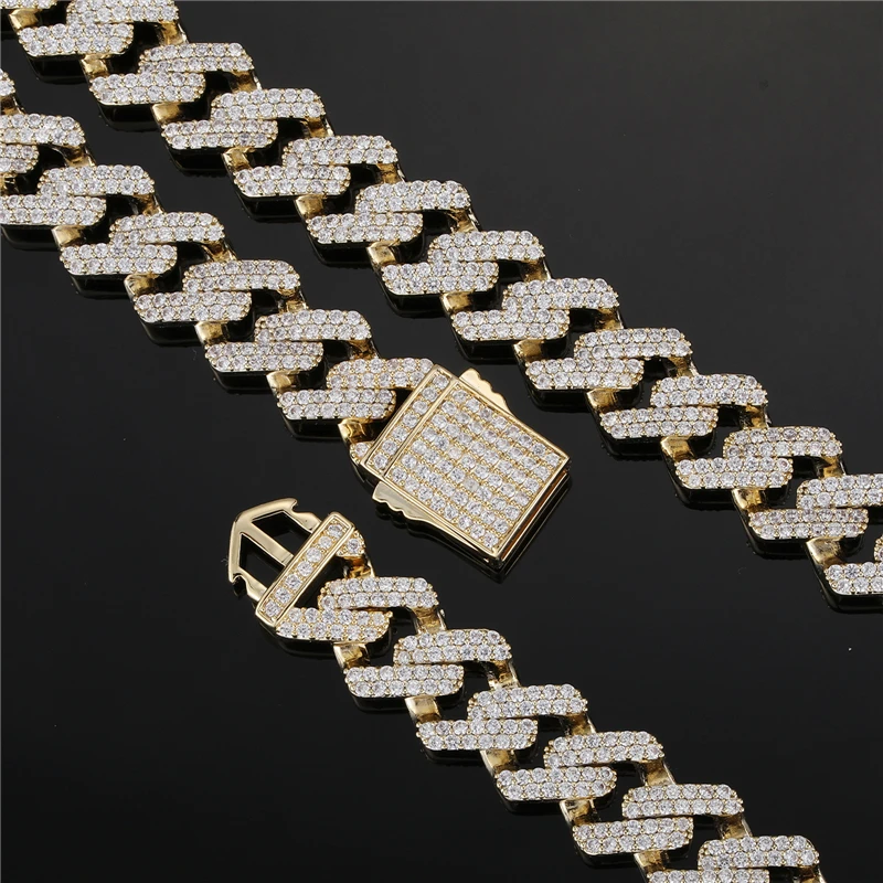  D&Z 14MM 2Rows Stone Cuban Link Bracelet Spring Buckle Iced Out Bling AAA Cubic Zircon Stones For Men Women Hip Hop Jewelry