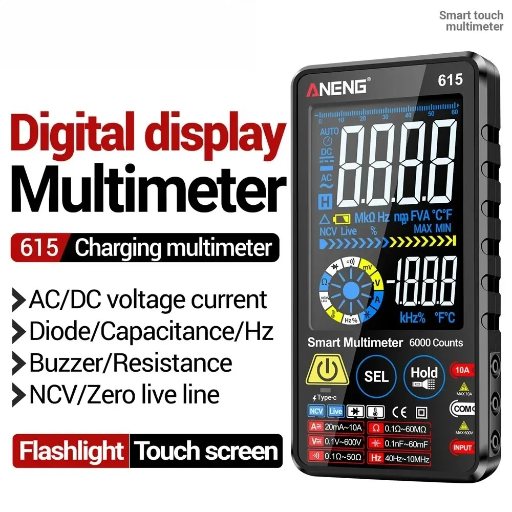 

Высокоточный портативный цифровой мультиметр с большим экраном, интеллектуальный противоожоговой универсальный измеритель с цифровым дисплеем