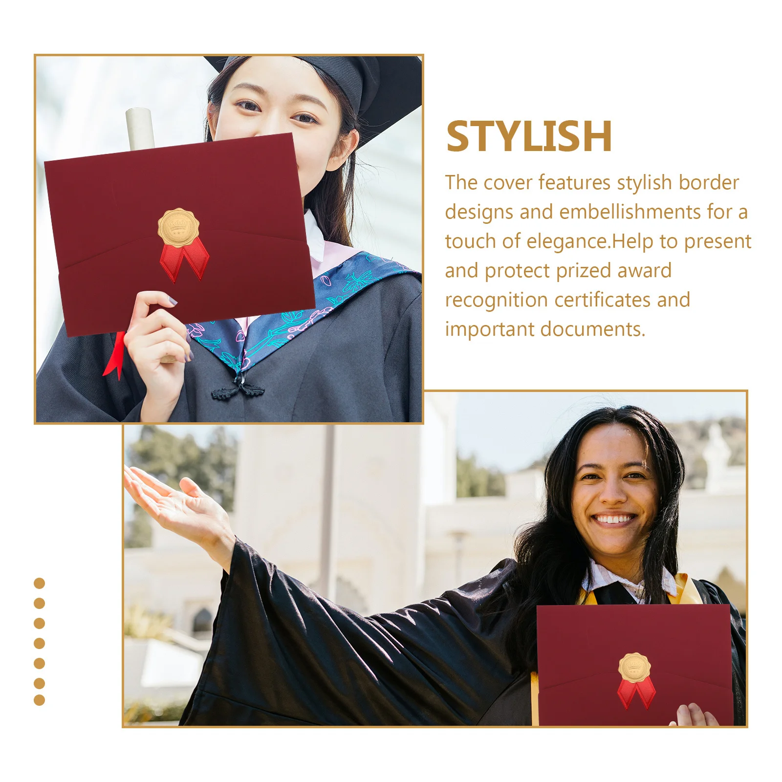 

2 шт., обложка для сертификата, складные стильные держатели для дипломов, защита за наградами, дисплей для офисных документов, элегантные границы