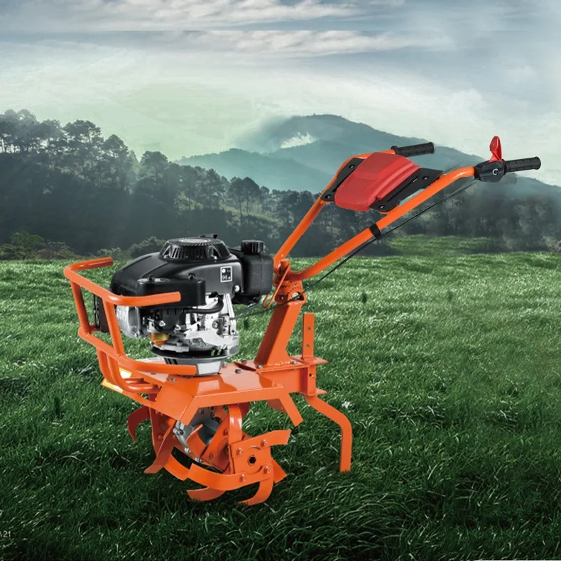 High-Power Micro Tiller Double Hand Push Garden Tool for Cultivation & Ripening Vegetables Small Tillers & Cultivators