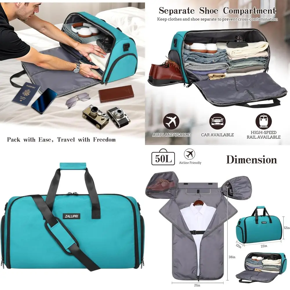 

45L Weekend Travel Bag for 2-Day Trips - Wrinkle-Free, with Shoe Compartment
