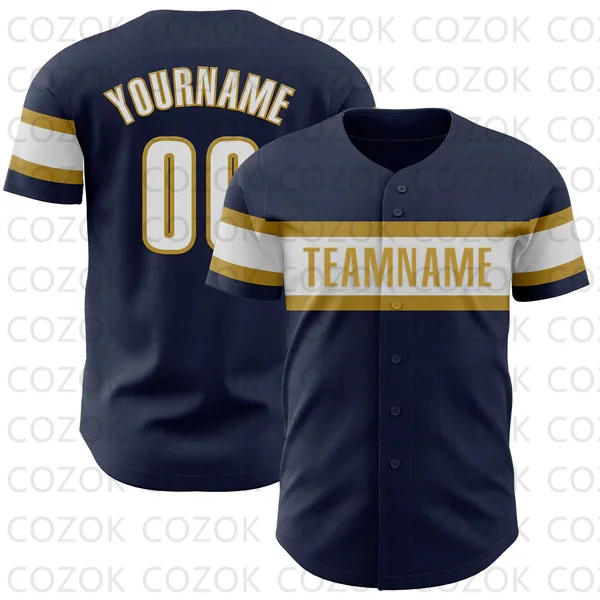 Maillot de baseball bleu foncé personnalisé pour hommes et femmes, chemise à manches courtes, chemises d'équipe imprimées en 3D, hip hop, unisexe, Y-