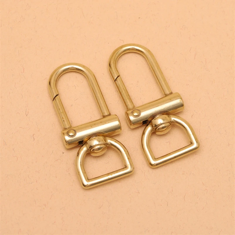 1pcs Brass Swivel Eye Snap Hook with D Ring Trigger Lobster Clasps Clips for DIY Leather Craft Bag Strap Belt Webbing Keychain