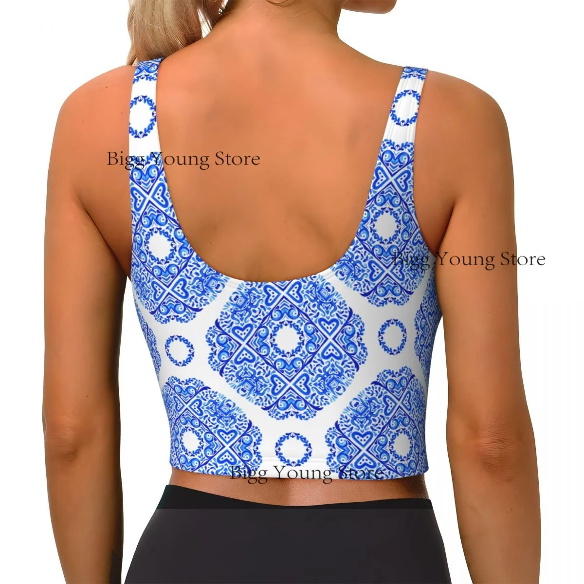 Yoga Vest Women Gym Sports Crop Tops Watercolor Paint Pattern Streetwear Workout Breathable Tank Top Female