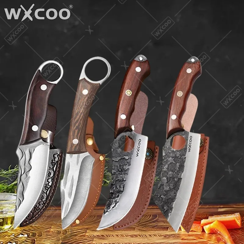 WXCOO Multipurpose Kitchen Knives Butcher Handcrafted Forged Wooden Handle Household Fruit Vegetable Cutting Chef's Boning Knife