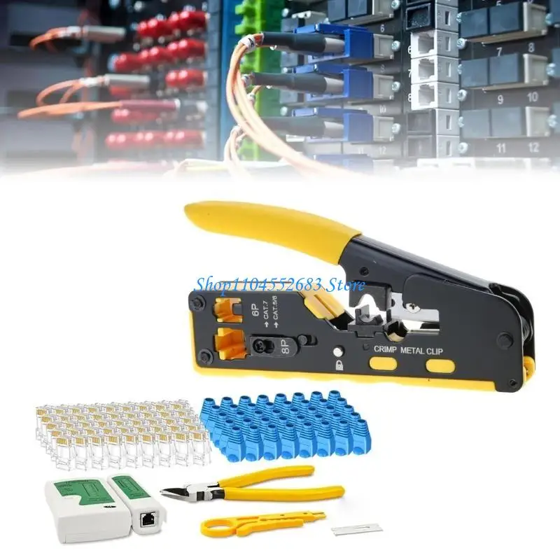 

Y6GD RJ45 Ethernet Cable Tool Set Crimper Tester Connectors for Networking Wiring
