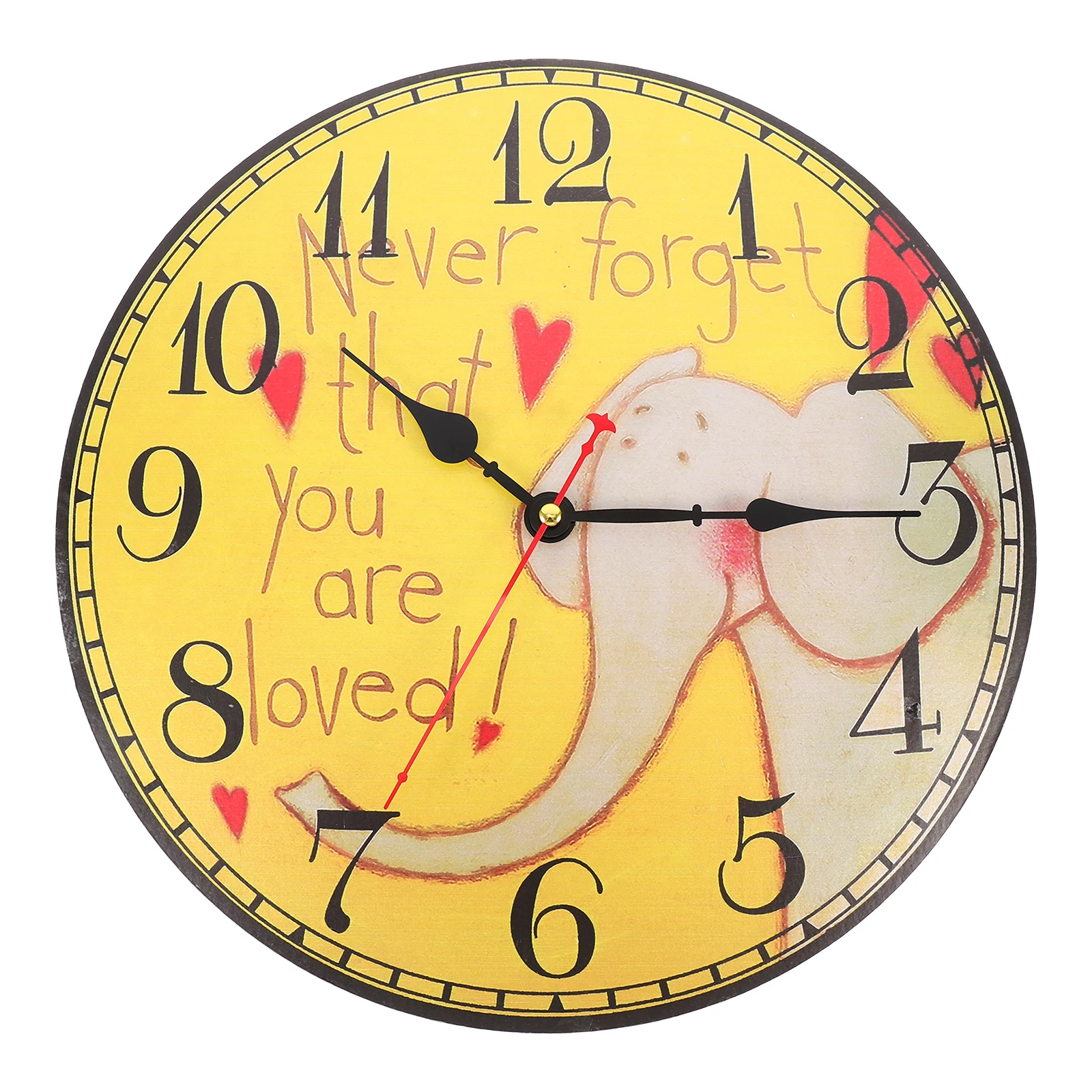 

Retro Wall Clock Vintage Hanging Clocks Yellow Wooden Clock for Living Room Easy Install Lasting Decor