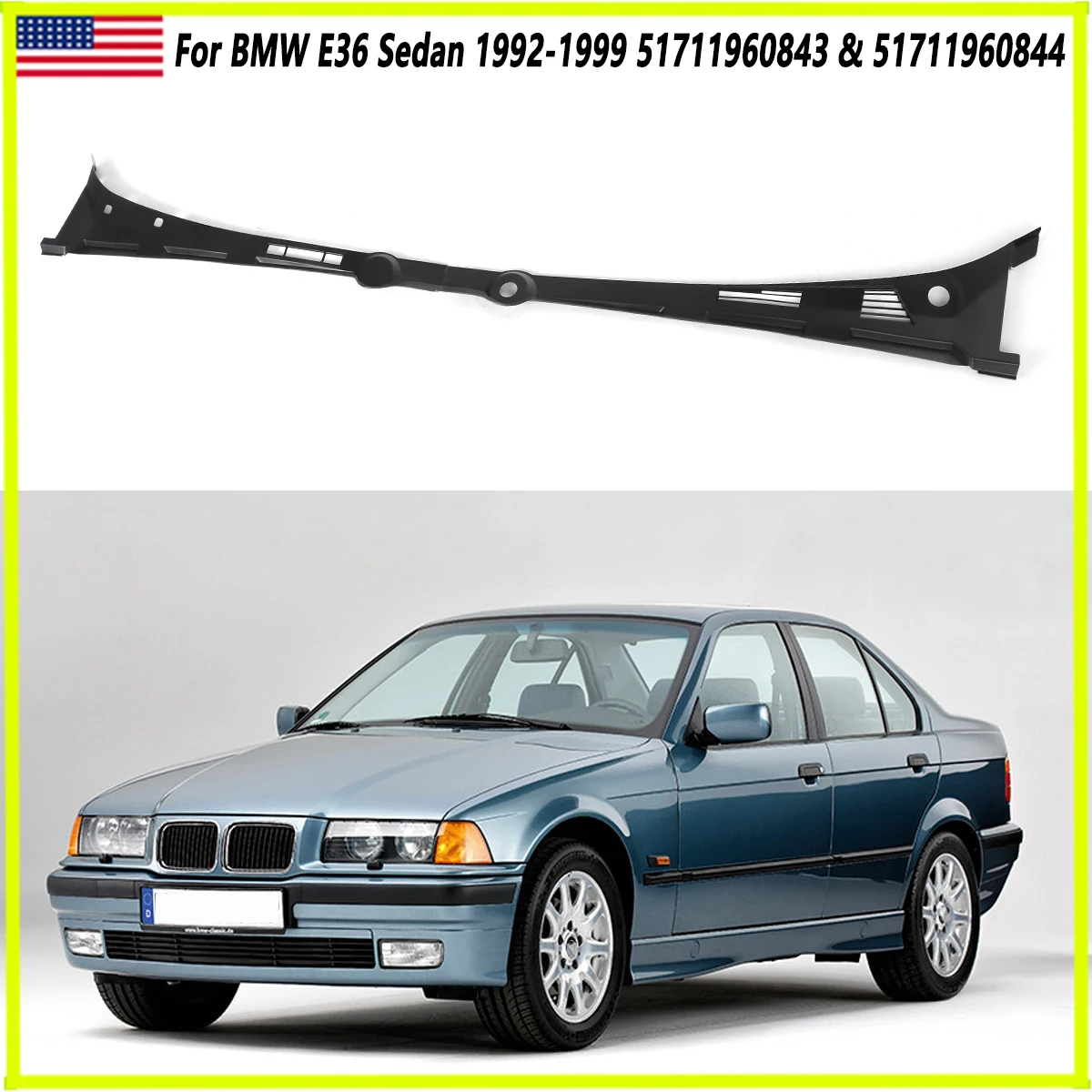 

Fit For 1992-1998 BMW E36 318i 325i 328i M3 51711960843 51711960844 Windshield Wiper Cowl Cover Windshield Cowl Panel Grille LHD