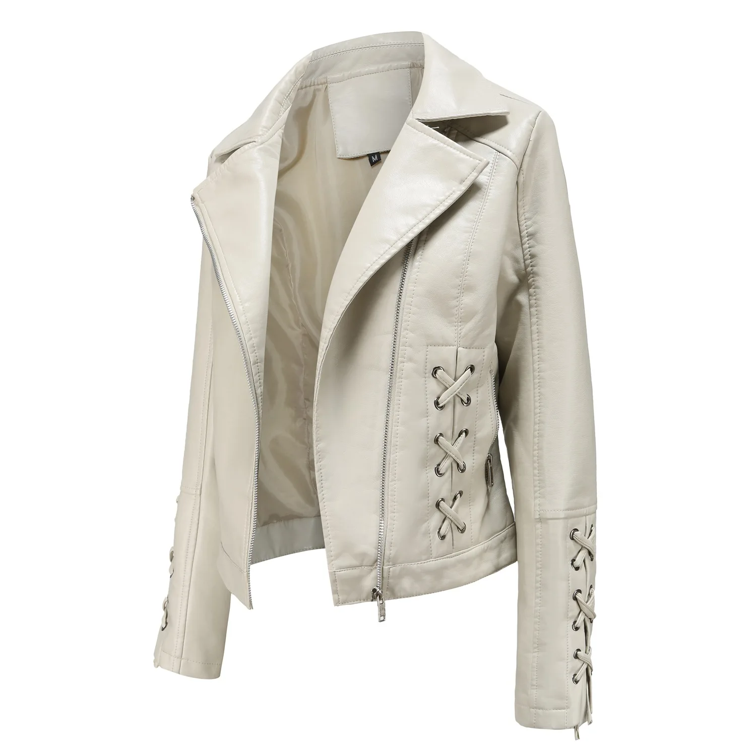 Autumn Pu Faux Leather Jacket Women Fashion Long Sleeve Zipper Slim Short Biker Jackets Coat Female