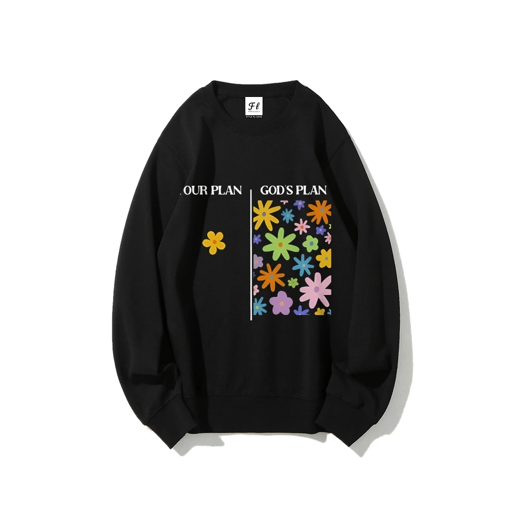 Grafisch sweatshirt met bloemen Uniek inspirerend ontwerp Casual losse lange mouwen Trendy casual ontspannende modieuze stoffen top