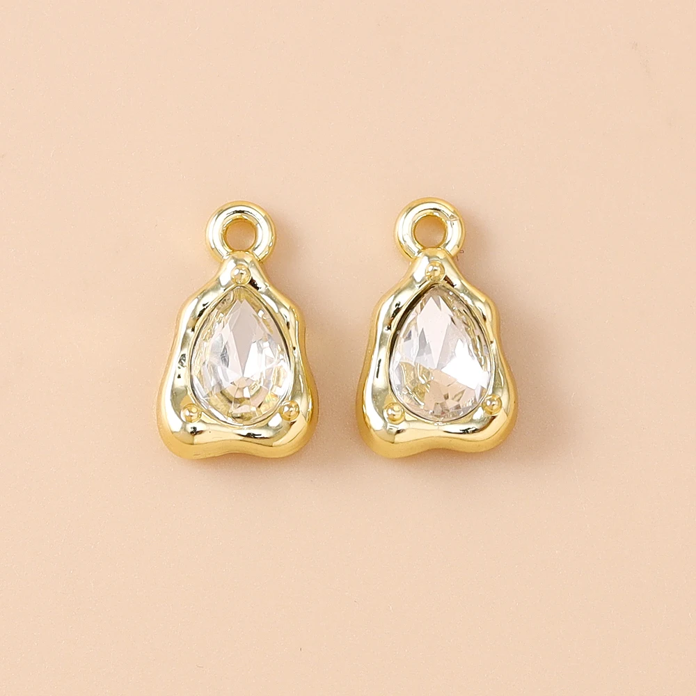 Leslie 5 Stück zierliche CZ-Charms, Kristall-Wassertropfen-Anhänger für handgefertigte Halsketten, Armbänder, Schmuckherstellung, DIY-Bastelbedarf – Detail 4