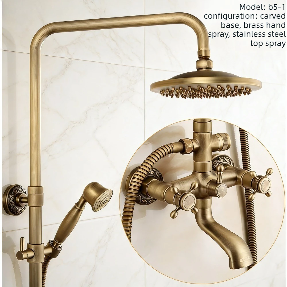 

Антикварный полный винтажный медный душевой набор для ванной комнаты, домашний душ для ванной комнаты