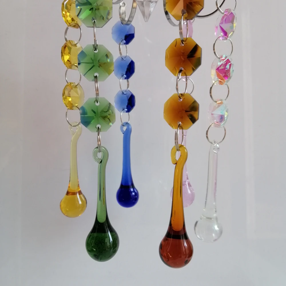 Camal – guirlande chaîne goutte d'eau de pluie en cristal, 2 pièces, pendentif prismes, perles octogonales, lustre, lampe, partie de rideau suspendu, décoration de la maison, L120mm