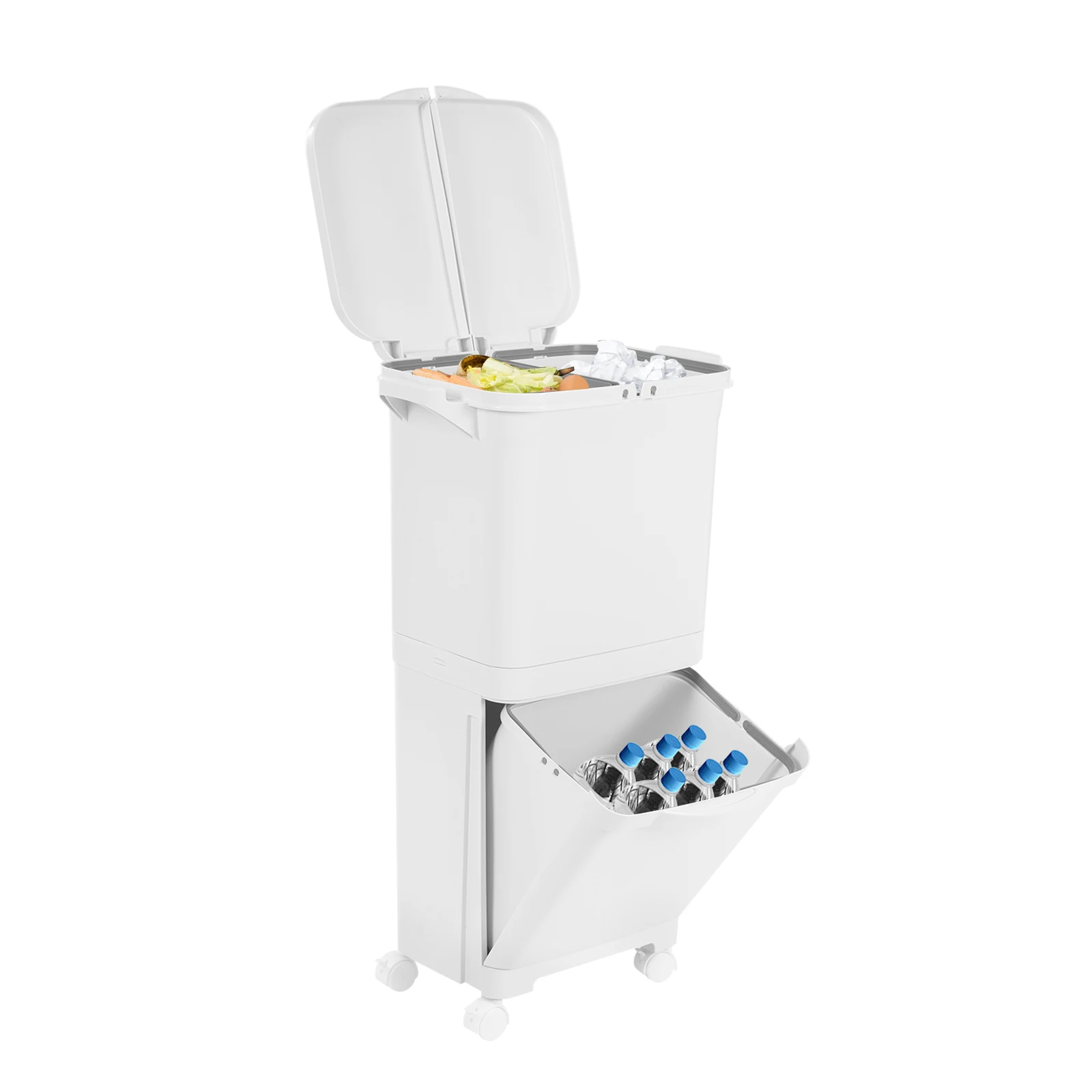 Weißer 45-Liter-Mülleimer aus PP, klassifiziert, Küchen-Mülleimer, Sortier-Mülleimer, vertikaler Mülleimer für Küchen, Schlafzimmer, Badezimmer – Detail 8