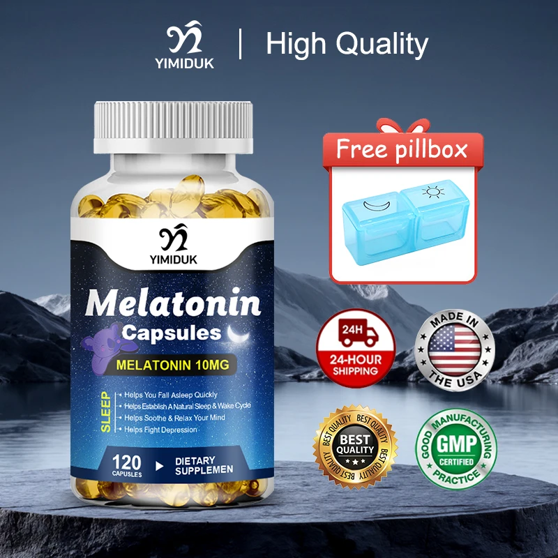 

Pure Melatonin Capsules, with Omega 6, Support Calm Mind & Better Sleep Quality, Soothes Anxiety & Promotes Natural Drowsiness