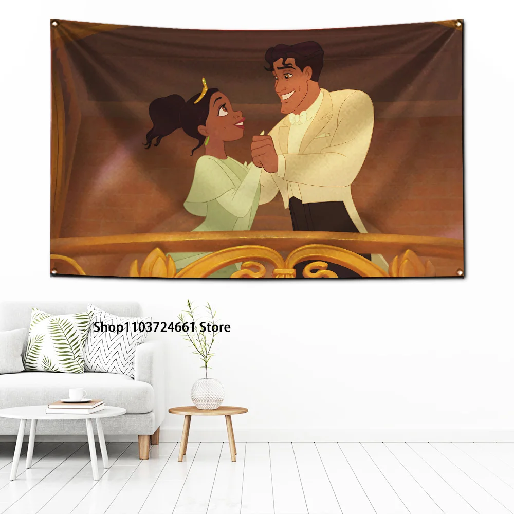 60x90cm The Princess and the Frogs Princess Tiana Flag Polyester Digital Printing Banner for Garage Wall Art Out Door Decoration