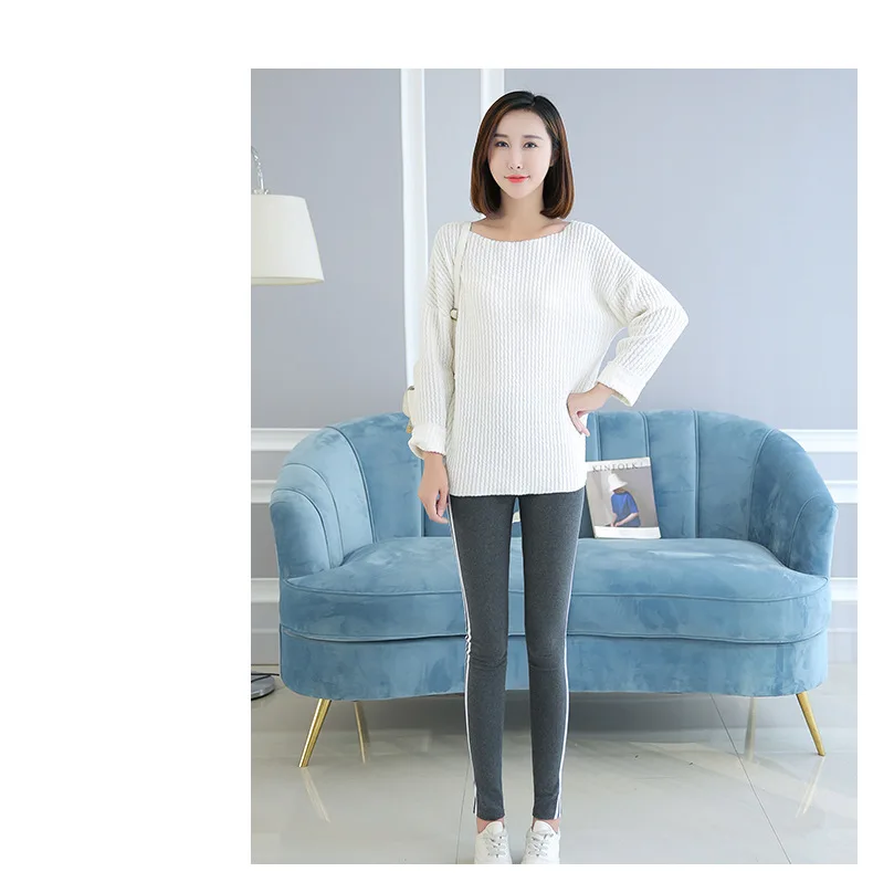 2026 95% Cotton Super Soft Side Striped Women Leggings Sports Outer Wear Pants Korean Fashionable Match High Quality Comfortable