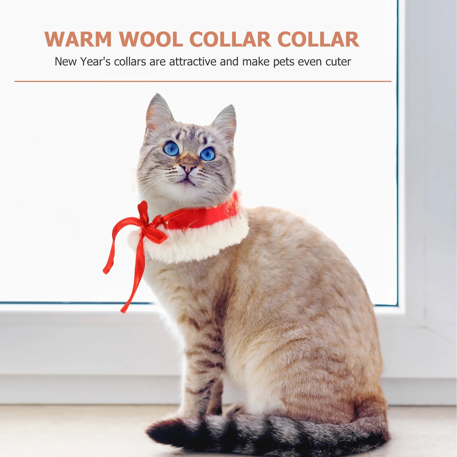 

Warm Pet Collar Chinese Style Winter Thermal Neckwear For Cats Dogs New Year Party Decorative Accessory Bow Tie Design