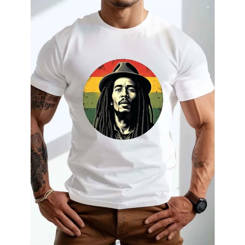 

Men's Plus Size Vintage Dreadlock Graphic T-Shirt - Black Short Sleeve Casual Summer Tee with Reggae Style Print