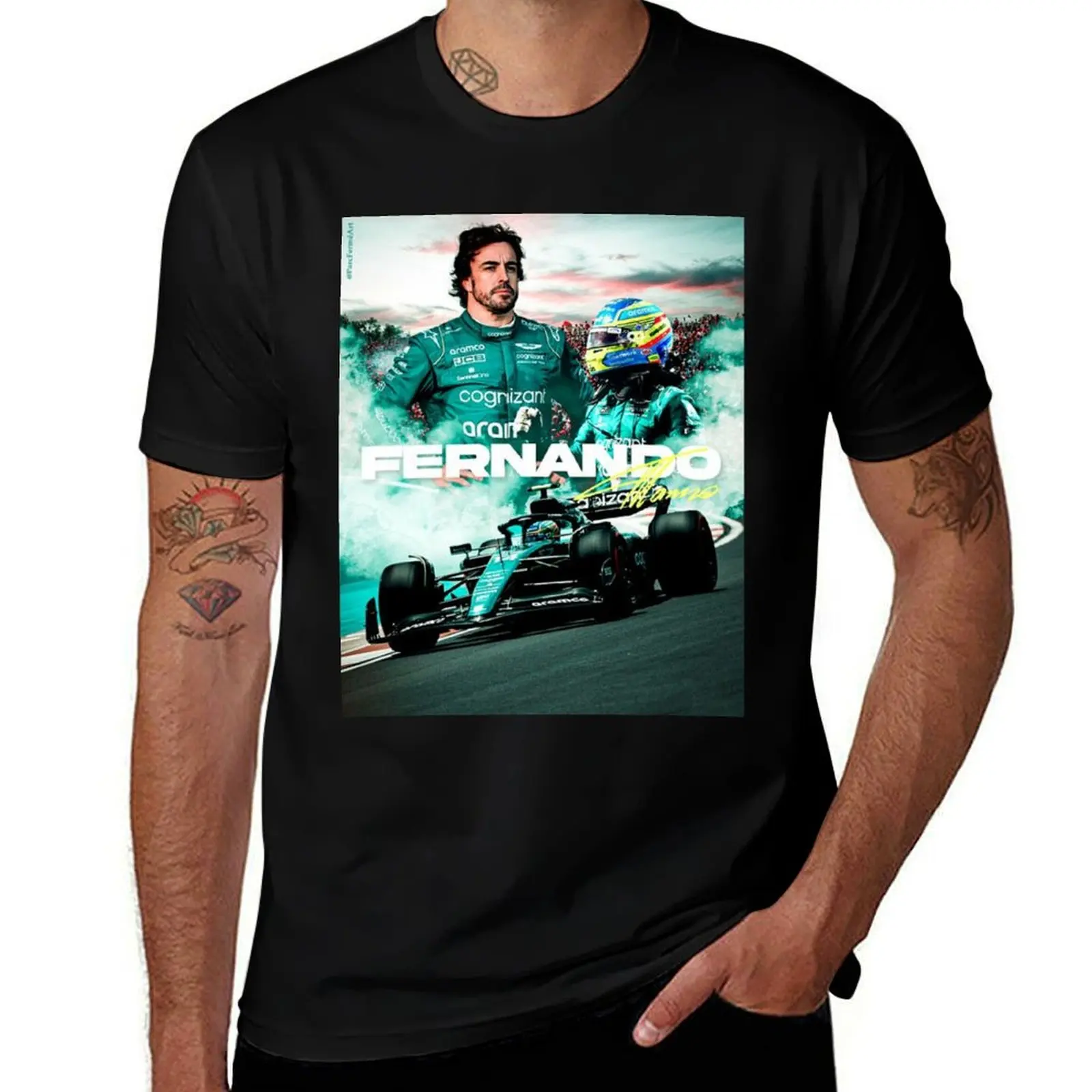 

fernando alonso poster T-Shirt man t shirt heavy cotton man t shirts for men men t shirt cotton 100% T-Shirt