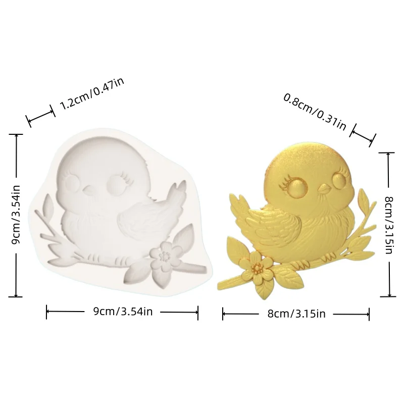 Flower Branch and Bird Shape Molds Cartoon Chocolate Fondant Making Silicone Mold - view 2