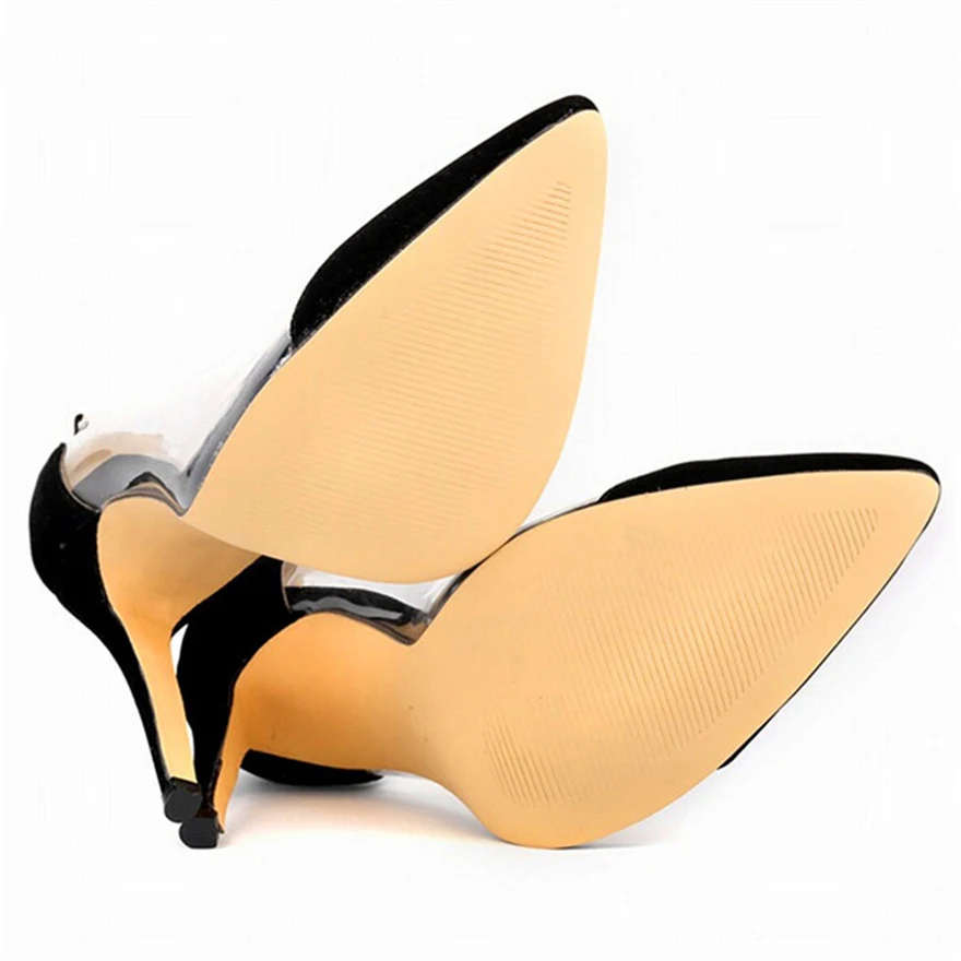 Nieuwe Collectie Soft Leather Ondiepe Vrouwen Pompen Sexy Side Transparante PU Wees Teen Hoge Hakken Schoenen Mode vrouwen Bruiloft schoenen