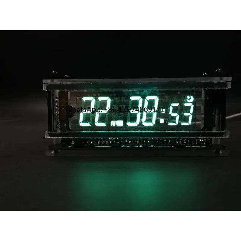 Electronic Digital Desk Clock Calendar VFD Screen Alarm Clock Fluorescent Digital Font Self-luminous Luminous Creative Table Top