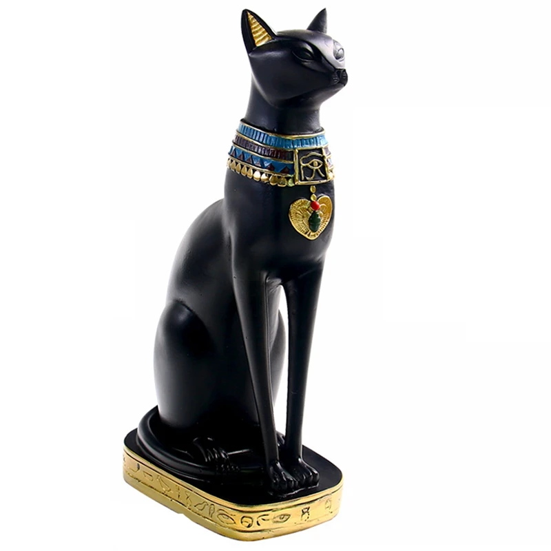 

Resin Egyptian Cat Bastet Figurine Anime Egyptian Goddess Statue Sculpture Home Bar Office Desktop Decoration(Large)