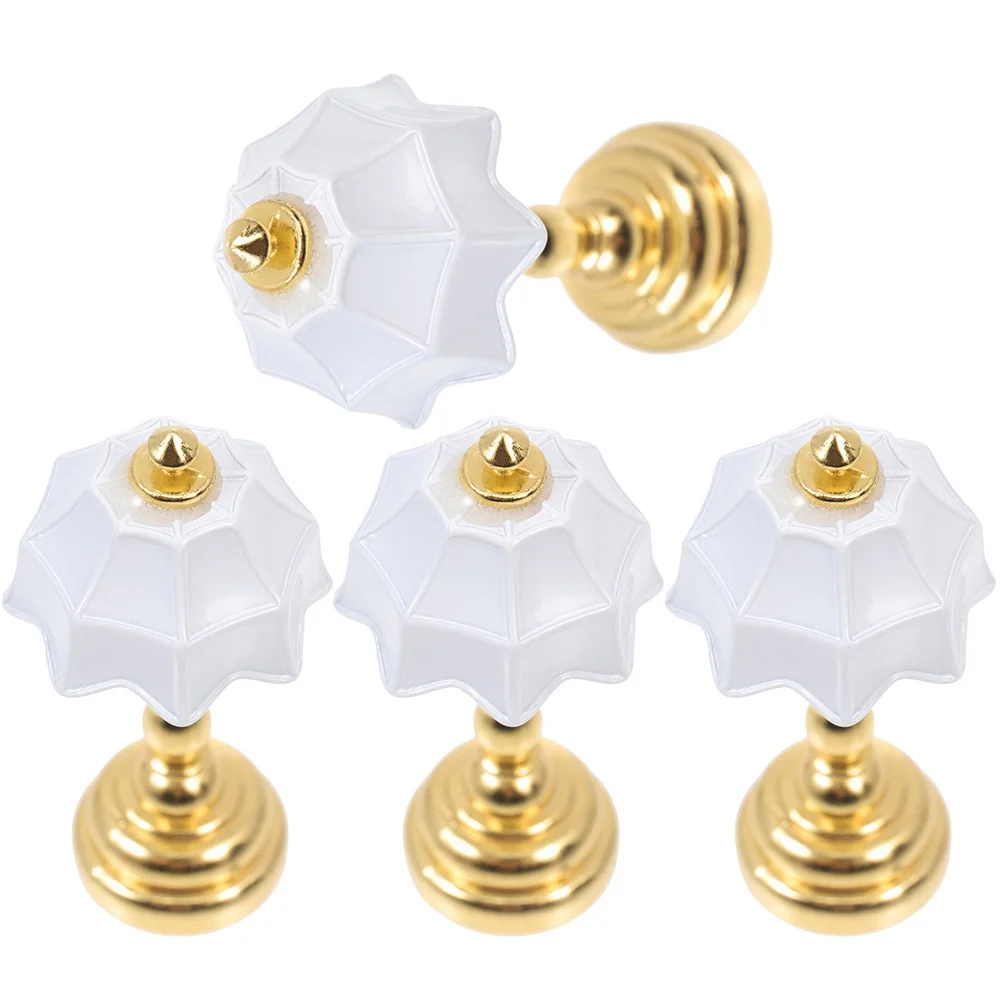 4 Pcs Furniture Dollhouse Table Lamp Office Bedside Lamps Iron LED Desk Mini Light for