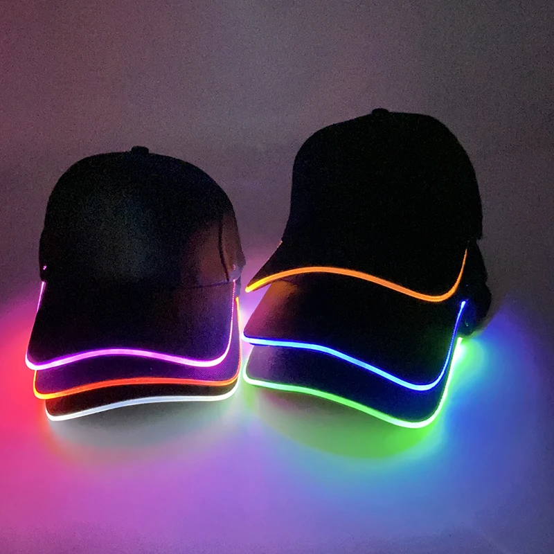 Hot Luminous Baseball Caps Light Up Hip-hop Bar DJ Dance Hat  Colorful Neon Running Sports Sun Cap for Men Women Travel Supplies
