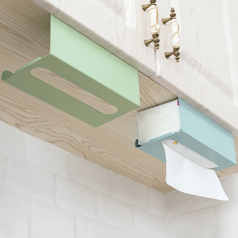 1/5PCSTissue Box Under Cabinet Paper Towel Holder Multi-functional Iron Load-bearing Paper Towel Rack Toilet Paper Storage Box