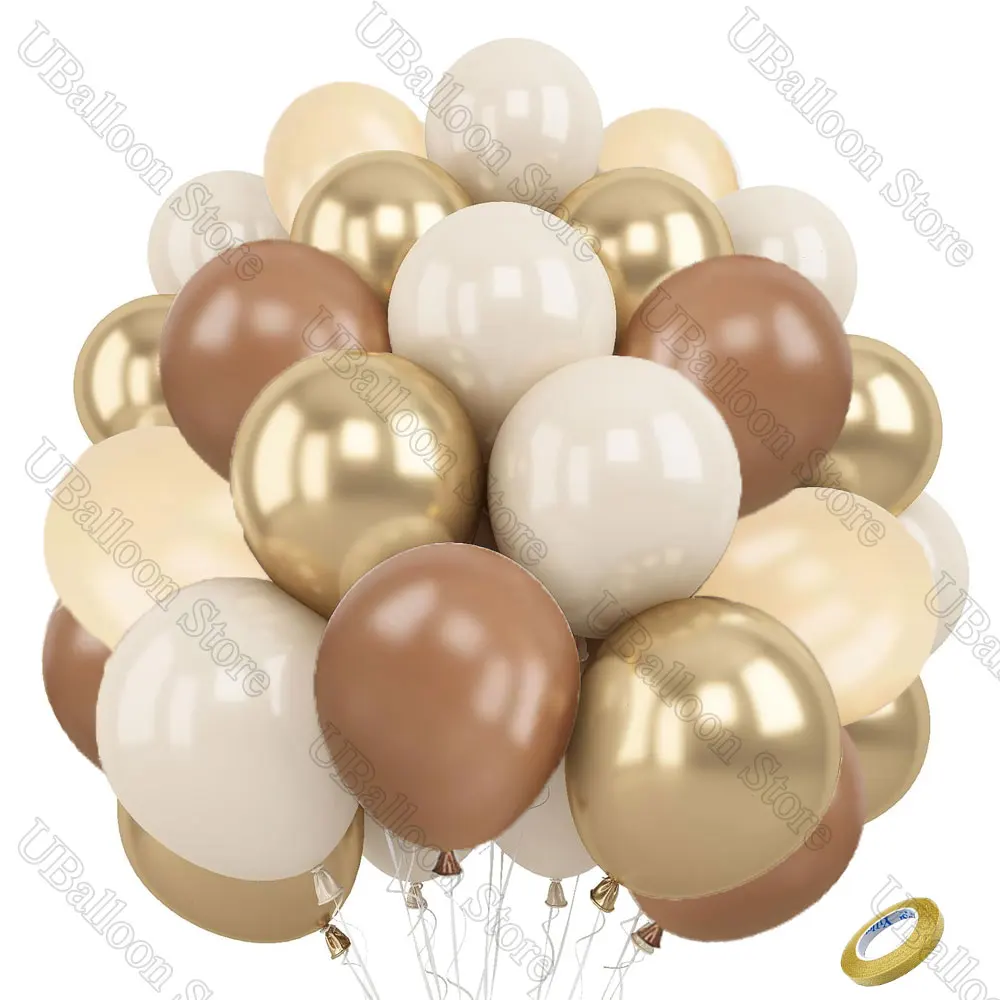 40 Stück weiße Sand-Latex-Luftballons, 25,4 cm, Boho-Sand, weißes Metall, Chrom-Gold-Luftballons für Geburtstag, Hochzeit, Babyparty, Party-Dekoration