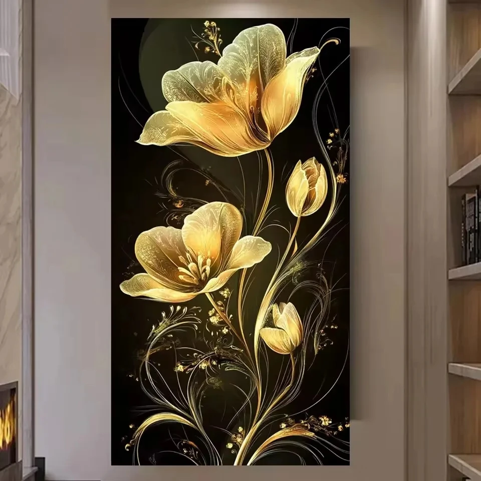 

Diamond Painting New Collection Gold Flower Diy Full Mosaic Embroidery Floral Rhinestone Jewellery Cross Stitch Kits Home