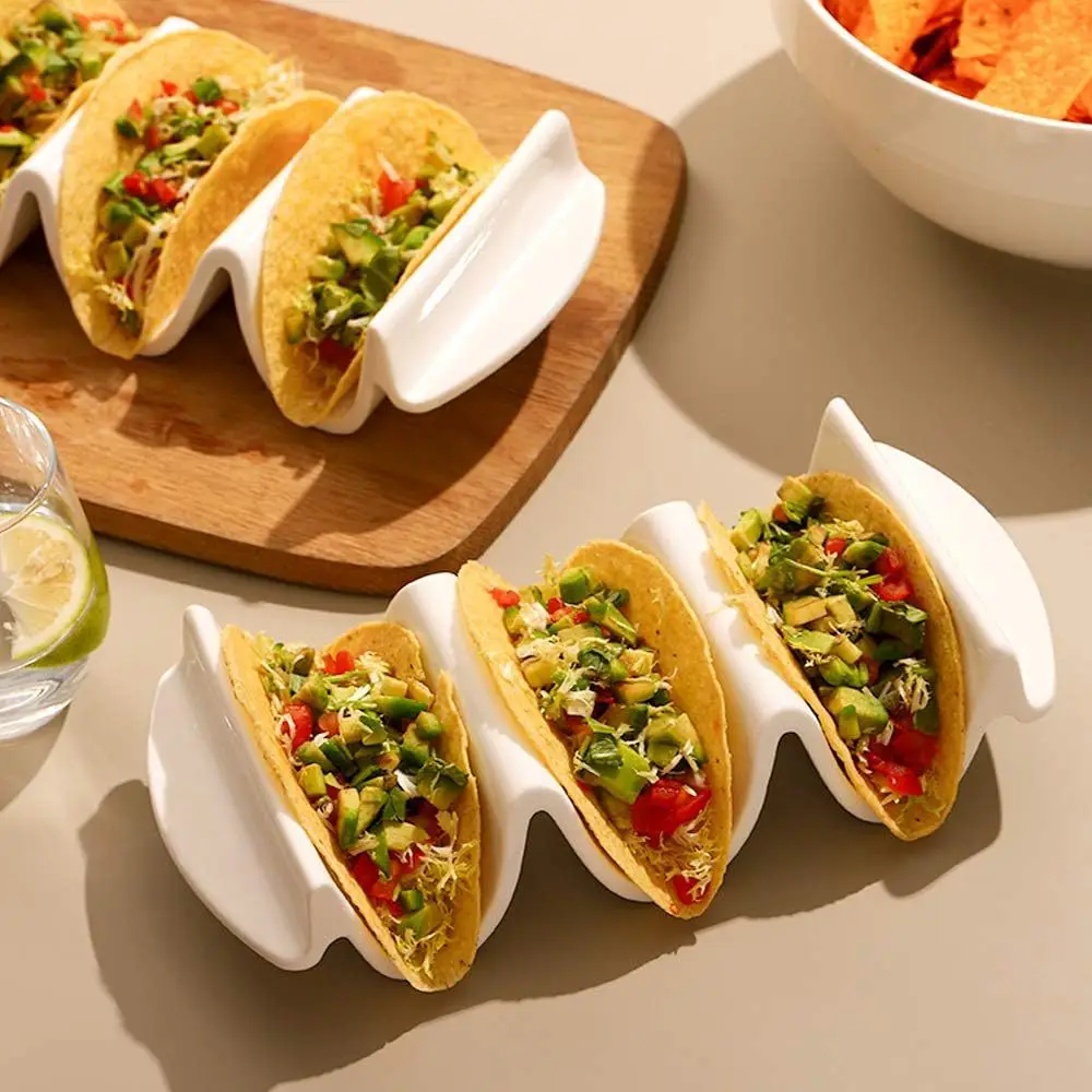 Wave Shaped Snack Plate Set Ceramic Corn Tortilla Tray Taco Bracket Fruit Plate Dim Sum Dish Dessert Plates Snack Bowl