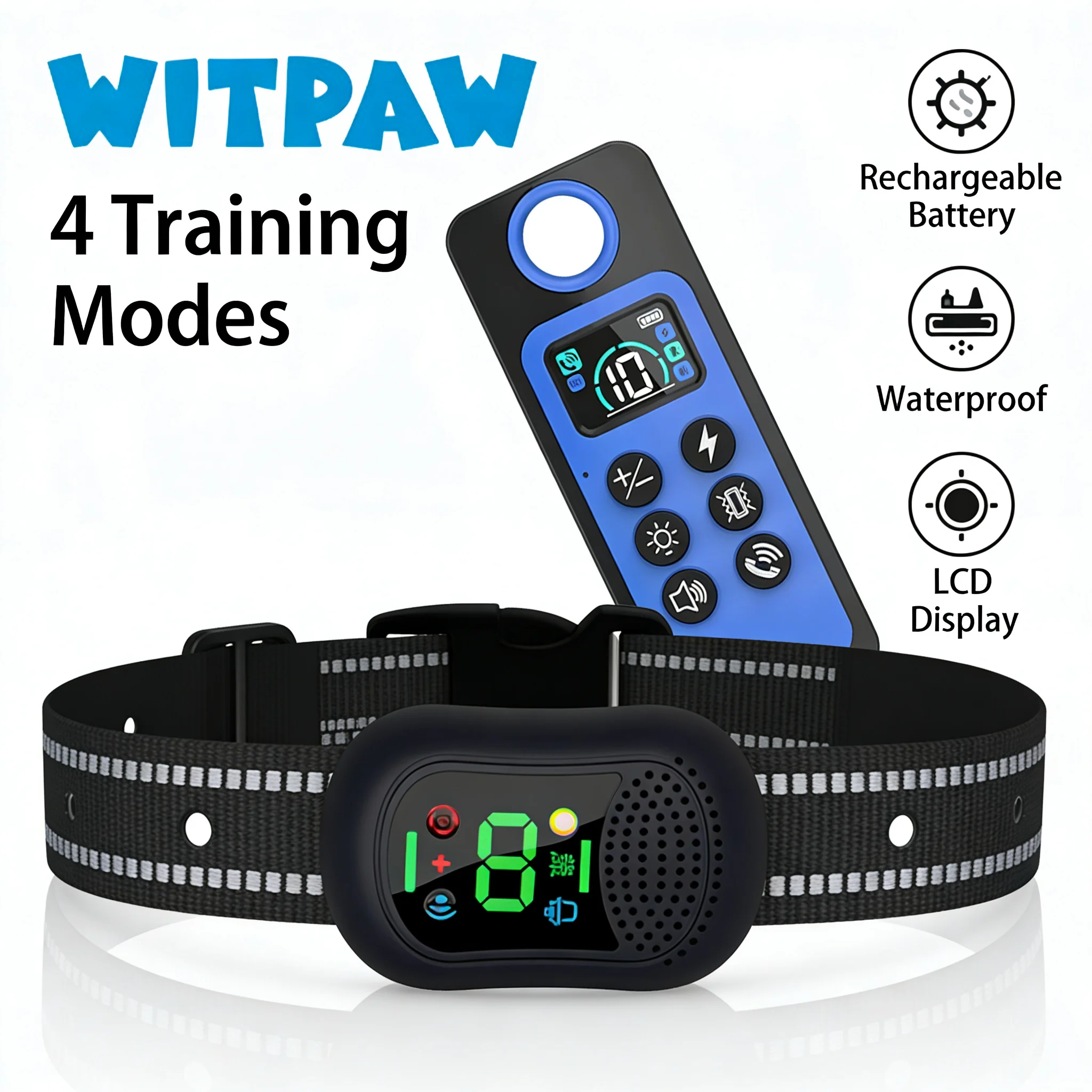 Humane Dog Training Collar, 4900ft Remote, IP67 Waterproof, Voice Call, Vibration Function & Safety Lock , for 10-120lbs Dogs