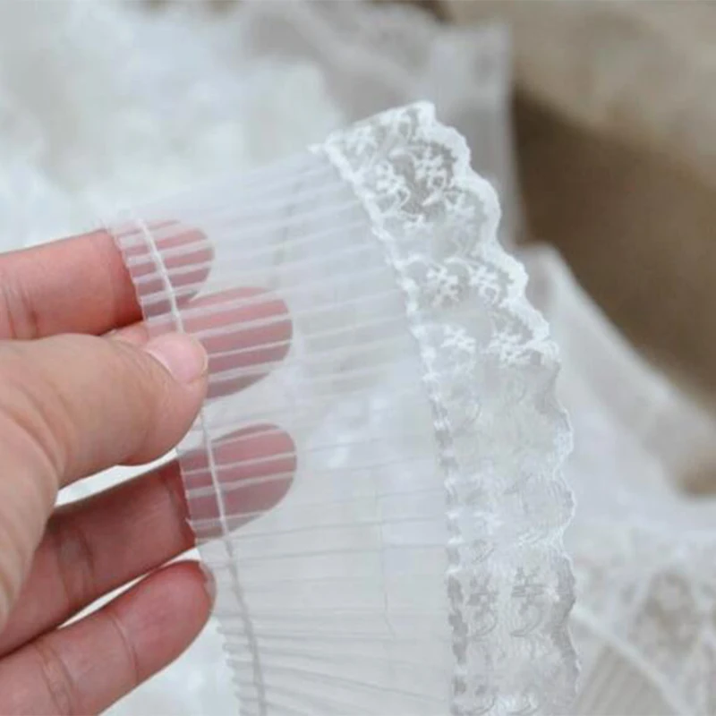 7CM Wide HOT Embroidery White 3D Flower Lace Tabric Trim Ribbon DIY Sewing Applique Collar Fringe Craft Wedding Dress Accessory